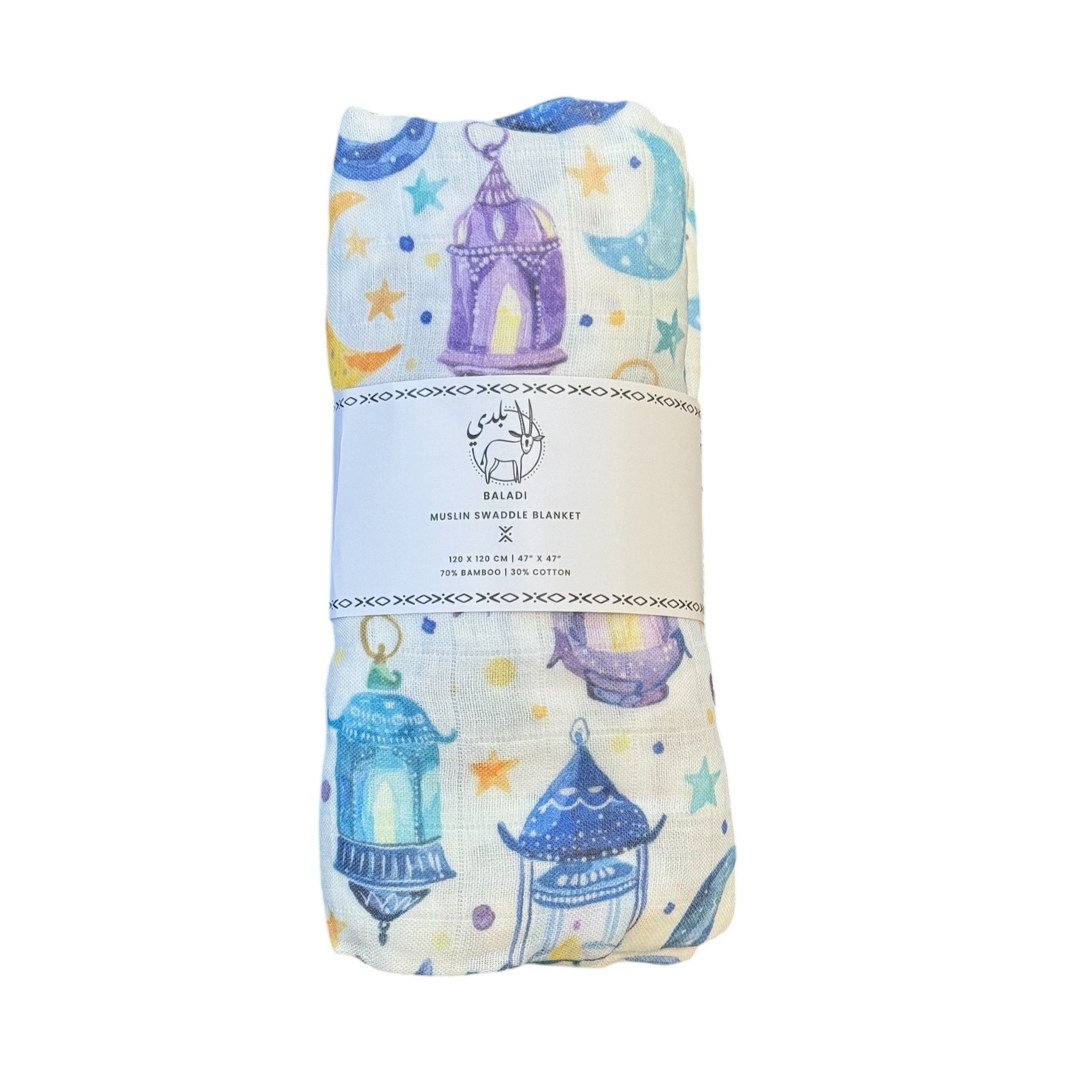 PEHR Organic Muslin Cotton Swaddle – Follow Me Elephant Print, 47" X 47" Baby Blanket - View #6
